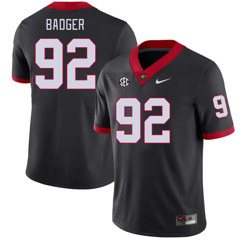 Georgia Bulldogs #92 Liam Badger College Football Jerseys Stitched Sale-Black